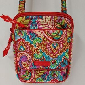 Vera Bradley Paisley In Paradise Crossbody Bag Multiple Pockets Adjustable Strap